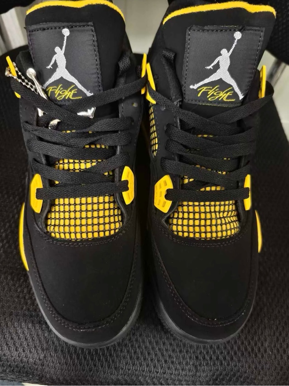 Air Jordan 4 Thunder Black and Yellow Men's Sneakers